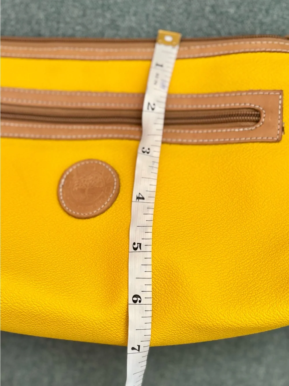 Yellow Wristlet Clutch with Brown Trim